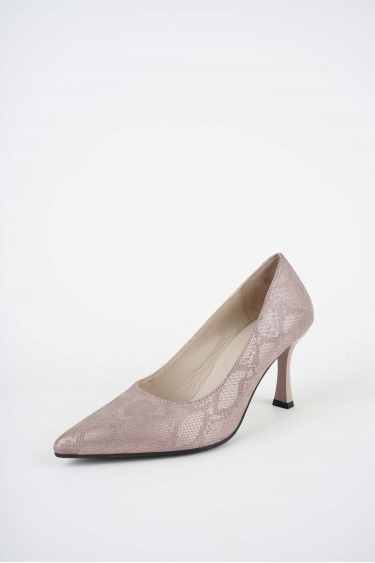 Hakiki Deri Vizon Baskılı Kadın Topuklu Ayakkabı 252105103