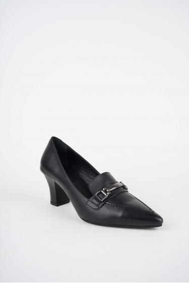 Hakiki Deri Siyah Kadın Topuklu Ayakkabı 252105105