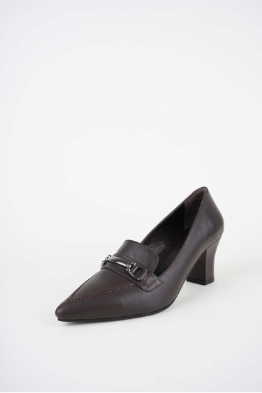 Hakiki Deri Kahve Kadın Topuklu Ayakkabı 252105105