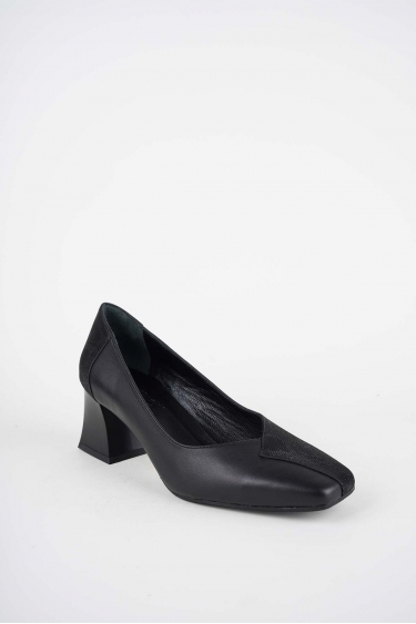 Hakiki Deri Siyah-Siyah Baskılı Kadın Topuklu Ayakkabı 252105110