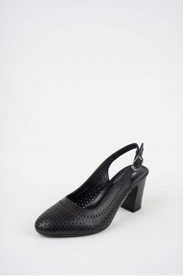 Hakiki Deri Siyah Kadın Topuklu Sandalet 261105501