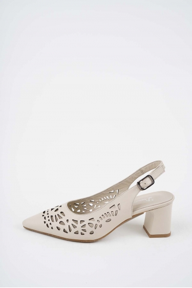 Hakiki Deri Bej Kadın Topuklu Sandalet 261105502