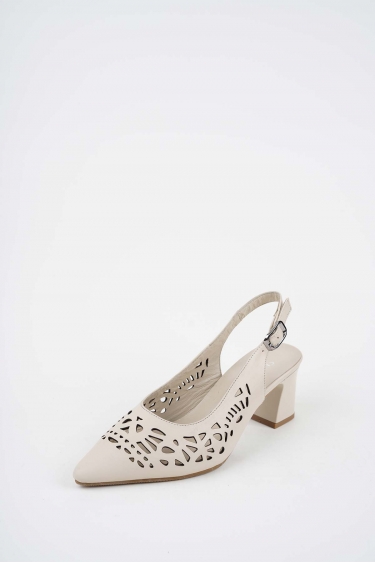 Hakiki Deri Bej Kadın Topuklu Sandalet 261105502