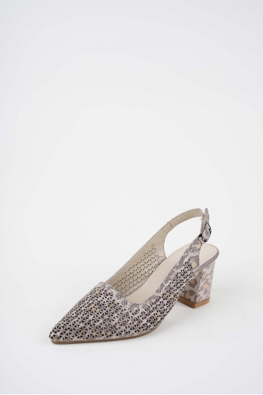 Hakiki Deri Vizon Baskılı Kadın Topuklu Sandalet 261105503