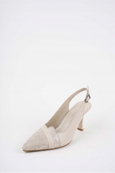 Hakiki Deri Bej-Bej Baskılı Kadın Topuklu Sandalet 261105504