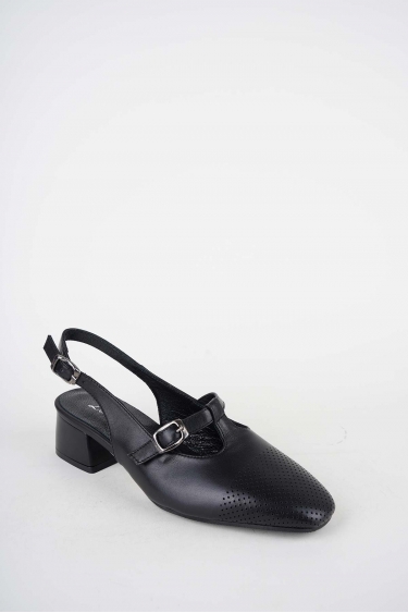 Hakiki Deri Siyah Kadın Topuklu Sandalet 261105507