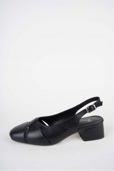 Hakiki Deri Siyah Kadın Topuklu Sandalet 261105508