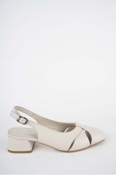 Hakiki Deri Bej Kadın Topuklu Sandalet 261105508