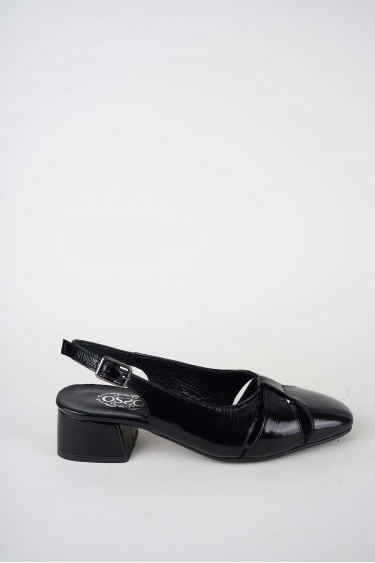 Hakiki Deri Siyah Rugan Kadın Topuklu Sandalet 261105508