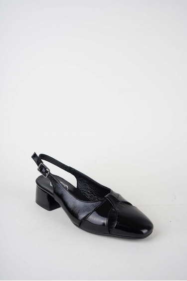 Hakiki Deri Siyah Rugan Kadın Topuklu Sandalet 261105508