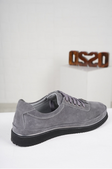 Hakiki Deri Gri Süet Kadın Casual Ayakkabı 222108101