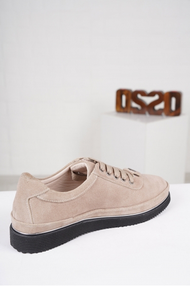 Hakiki Deri Vizon Süet Kadın Casual Ayakkabı 222108101