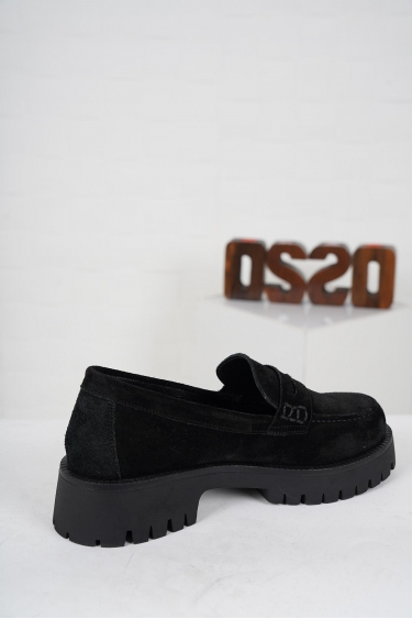 Hakiki Deri Siyah Süet Kadın Casual Ayakkabı 222108104