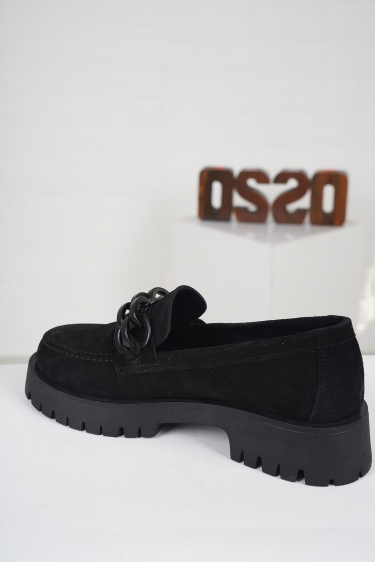 Hakiki Deri Siyah Süet Kadın Casual Ayakkabı 222108105