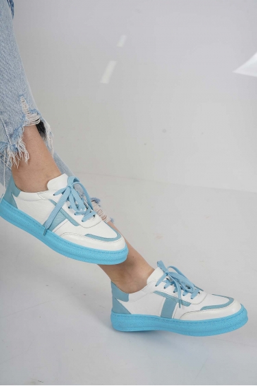Hakiki Deri Beyaz-Bebe Mavi Kadın Casual Ayakkabı 231108114