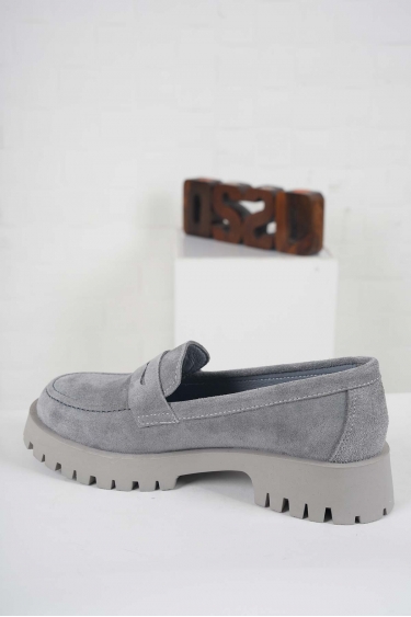 Hakiki Deri Gri Süet Kadın Casual Ayakkabı 231108119