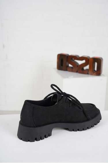 Hakiki Deri Siyah Nubuk Kadın Casual Ayakkabı 232108110