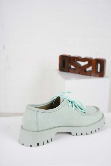 Hakiki Deri Mint Yeşili Süet Kadın Casual Ayakkabı 232108110