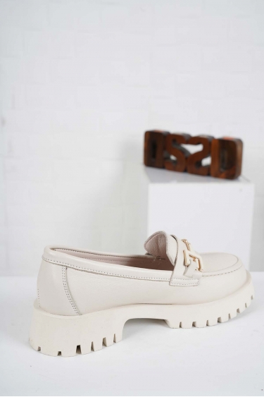 Hakiki Deri Bej Kadın Casual Ayakkabı 241108102