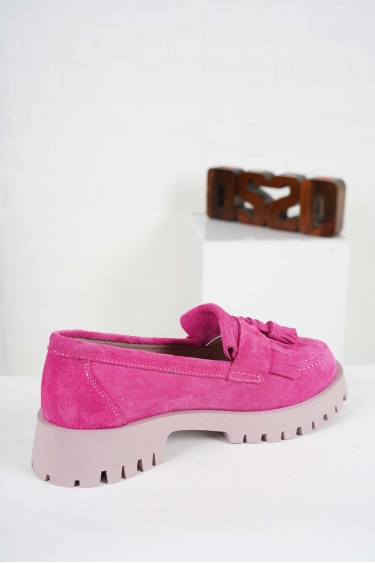 Hakiki Deri Fuşya Süet Kadın Casual Ayakkabı 241108107