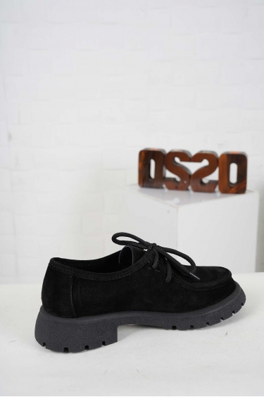 Hakiki Deri Siyah Süet Kadın Casual Ayakkabı 242108100