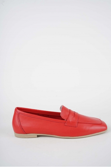 Hakiki Deri Kırmızı Kadın Babet Ayakkabı 251108103