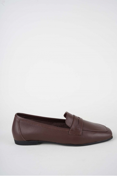 Hakiki Deri Kahve Kadın Babet Ayakkabı 251108103