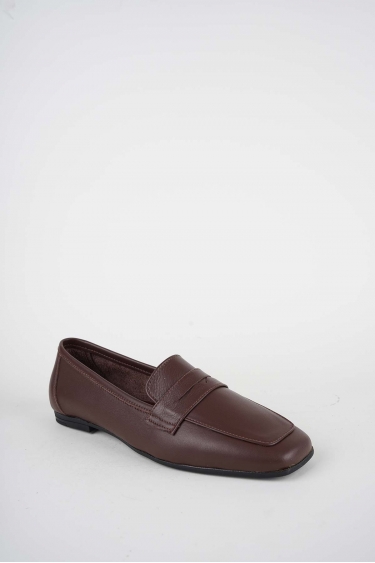 Hakiki Deri Kahve Kadın Babet Ayakkabı 251108103