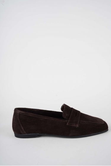 Hakiki Deri Kahve Süet Kadın Babet Ayakkabı 251108103