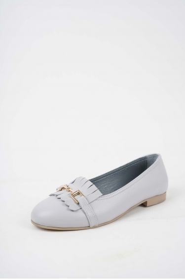 Hakiki Deri Gri Kadın Babet Ayakkabı 251108107