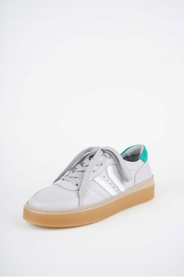 Hakiki Deri Gri-Beyaz-Çimen Süet Kadın Casual Ayakkabı 252108103