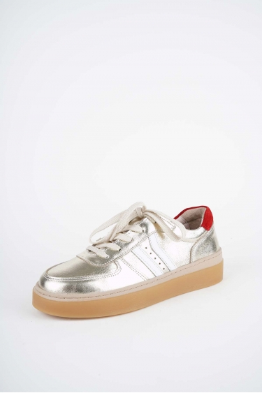 Hakiki Deri Altın-Beyaz-Kırmızı Süet Kadın Casual Ayakkabı 252108103