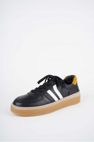 Hakiki Deri Siyah-Beyaz-Hardal Sü Kadın Casual Ayakkabı 252108103