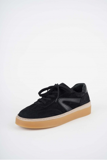 Hakiki Deri Siyah Süet-Siyah Kadın Casual Ayakkabı 252108106