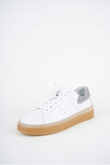 Hakiki Deri Beyaz Floter-Gri Nubuk Kadın Casual Ayakkabı 252108107