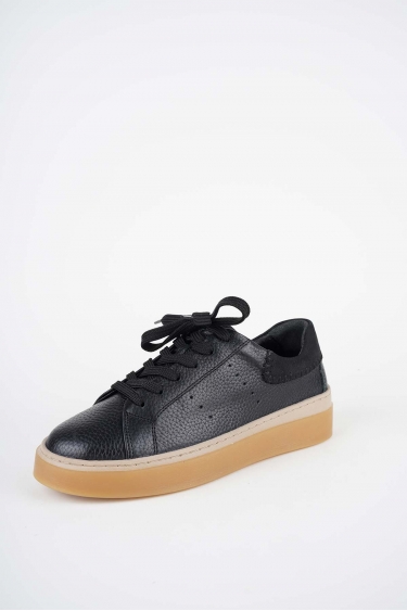 Hakiki Deri Siyah Floter-Siyah Nubuk Kadın Casual Ayakkabı 252108107