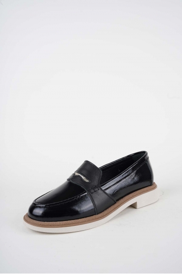 Hakiki Deri Siyah Rugan Kadın Casual Ayakkabı 261108103