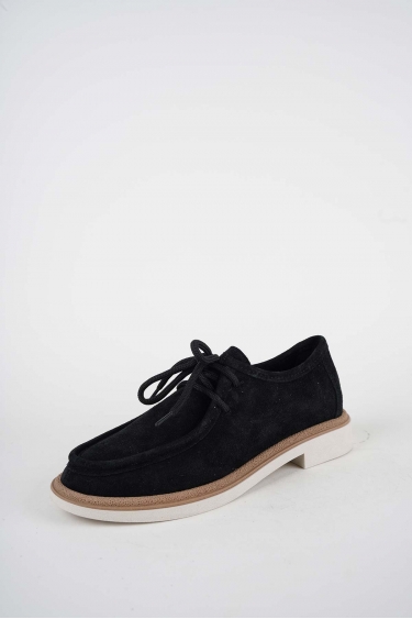 Hakiki Deri Siyah Süet Kadın Casual Ayakkabı 261108104