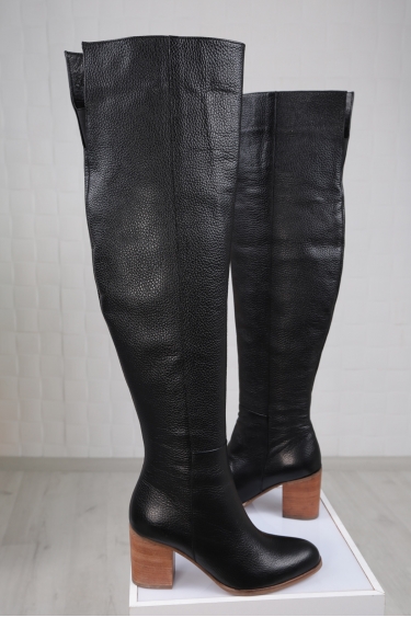 Hakiki Deri Siyah Floter Kadın Topuklu Çizme 212110310