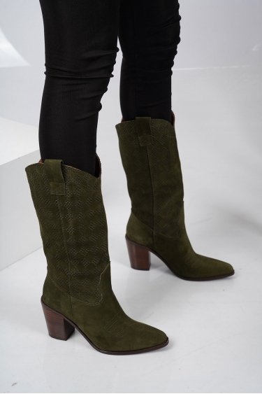 Hakiki Deri Haki Süet Kadın Kovboy Çizme 231110301