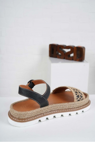 Hakiki Deri Siyah Flt. Kadın Casual Sandalet 241111502