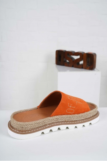 Hakiki Deri Turuncu Süet Kadın Casual Terlik 241111602