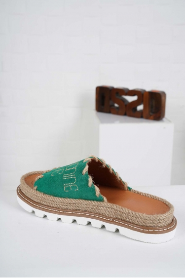 Hakiki Deri Yeşil Süet Kadın Casual Terlik 241111603