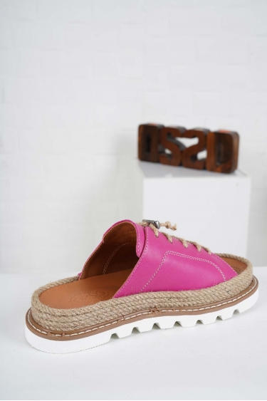 Hakiki Deri Fuşya Kadın Casual Terlik 241111606