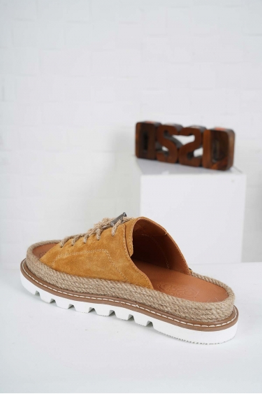 Hakiki Deri Camel Süet Kadın Casual Terlik 241111606