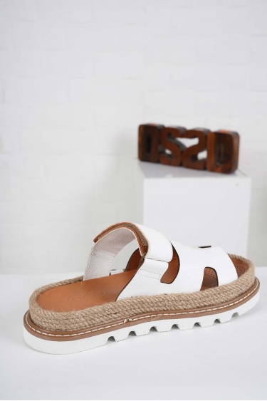 Hakiki Deri Beyaz Flt. Kadın Casual Terlik 241111607