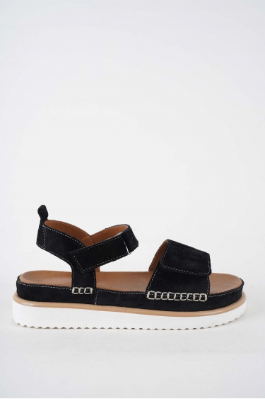 Hakiki Deri Siyah Süet Kadın Casual Sandalet 251111508