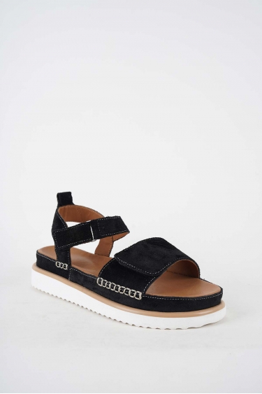 Hakiki Deri Siyah Süet Kadın Casual Sandalet 251111508