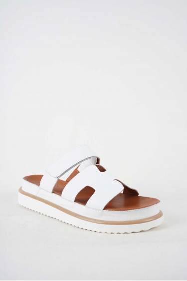 Hakiki Deri Beyaz Kadın Casual Terlik 251111608