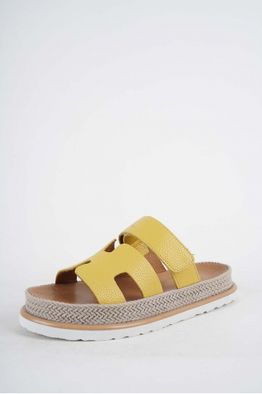 Hakiki Deri Sarı Floter Kadın Casual Terlik 251111610
